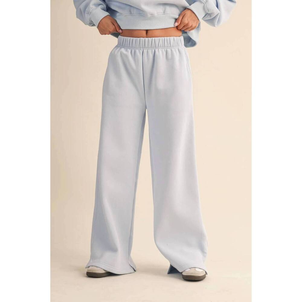 NEW KIMBERLY C fleece wide leg sweatpants in blue